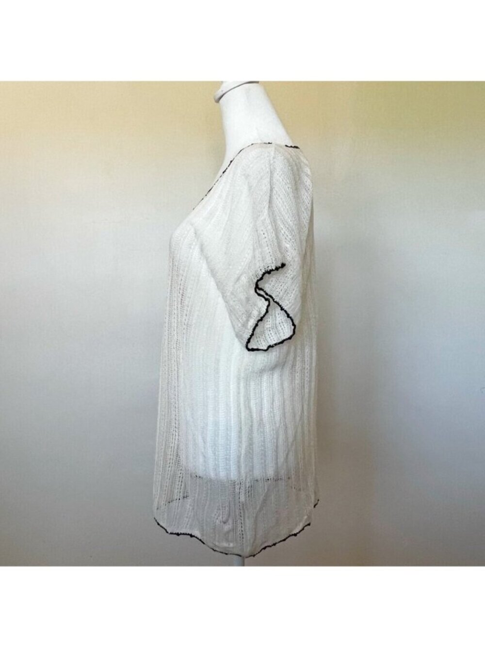 Minnie Rose Sheer Crochet Top Boho Fairy Cottagecore Tie Front Festival Layering - Picture 6 of 12